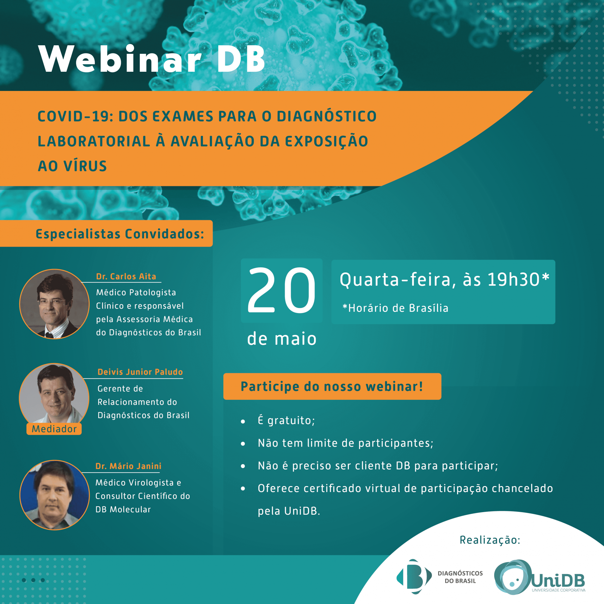 WEBINAR DB | COVID-19: dos Exames para o Diagnóstico Laboratorial a Avaliação da Exposição ao Vírus | Diagnósticos do Brasil